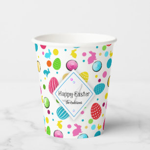Bunte Ostereier, Bunnies, Mit Monogramm Cupcake Pappbecher