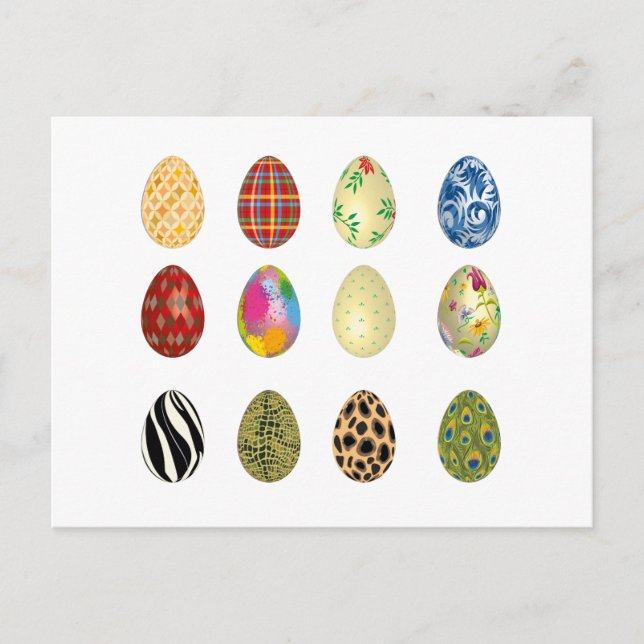 bunte Ostereier Feiertagspostkarte (Vorderseite)