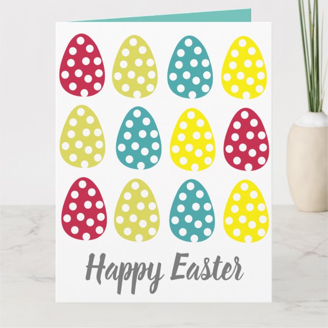 Bunte Ostereier Happy Ostergruss Karte (Vorderseite)