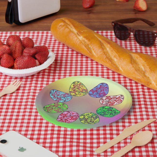Bunte Ostereier Pappteller (Picknick)