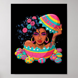 Bunte Ostereier-Suche Schwarze Königin Juneteenth  Poster