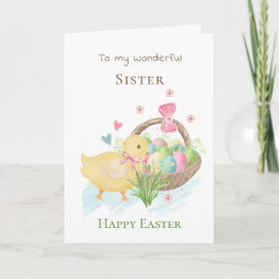 Bunte Ostereier und Küken-Schwester-Osterkarte Karte