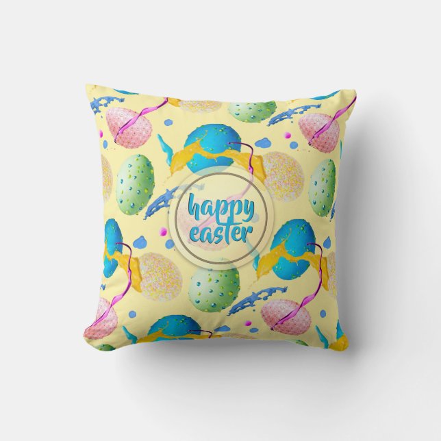 Bunte Ostereier und Paint Splash Kissen (Vorderseite)