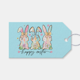 Bunte Ostereierhasen mit Schleifen Geschenkanhänger