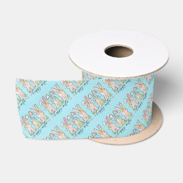 Bunte Ostereierhasen mit Schleifen Satinband