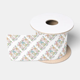 Bunte Ostereierhasen mit Schleifen Satinband