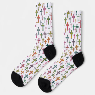 Bunte Ostereierkreuz gemustert Socken