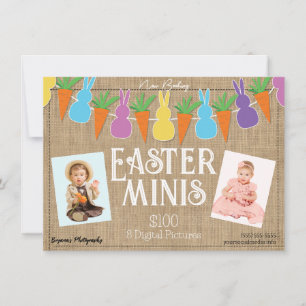 Bunte Osterhasen & Minis Fotografie Flyer  Einladung