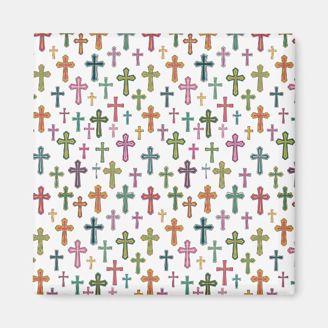 Bunte Ostkreuz gemustert Magnet (Vorne)