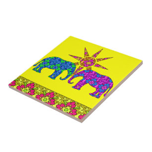 Bunte Paisley-Elefant-Fliese Trivet Fliese