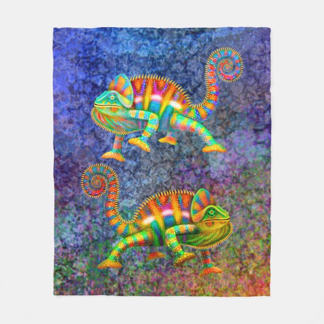Bunte Panther-Chamäleon-Decke Fleecedecke (Vorderseite)