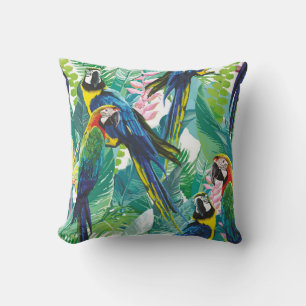 bunte Papageien und exotische Blume Kissen