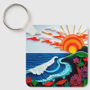 Bunte Papier-Quilling-Kunst Schlüsselanhänger