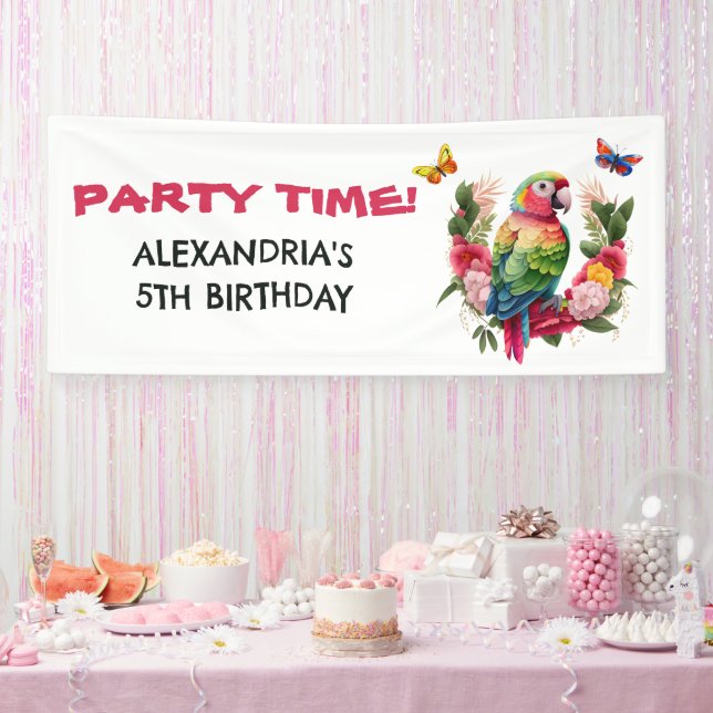 Bunte Parrot-Tropenkind's Geburtstagsparty Banner (Party)