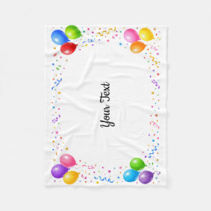 Bunte Party Ballons Konfetti Rahmen Design Fleecedecke