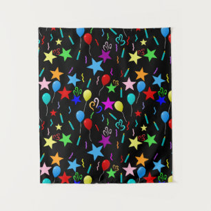 Bunte Party-Ballons und Sterne Wandteppich