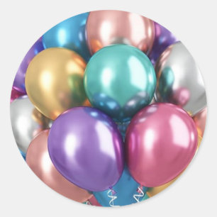 Bunte Partyballons Runder Aufkleber