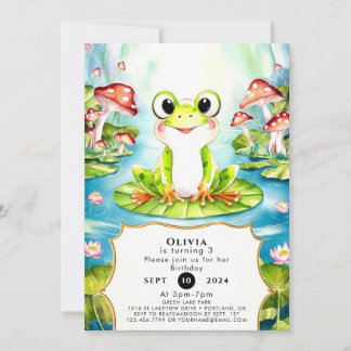 Bunte Pastel Frosch Geburtstag Einladung