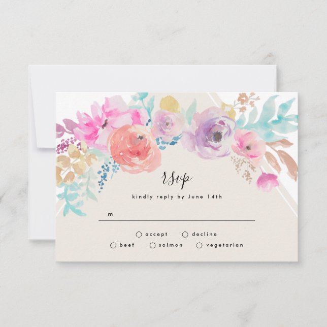 Bunte Pastelblumengarten Hochzeit RSVP Karte (Vorderseite)