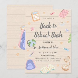 Bunte Pastell-Fete zum Zurück in die Schule Einladung