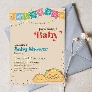 Bunte Pastell-Fiesta-Taco-Party zur Babyparty Einladung
