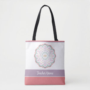 Bunte Pastell-Lehrermandala-Name zur Würdigung Tasche