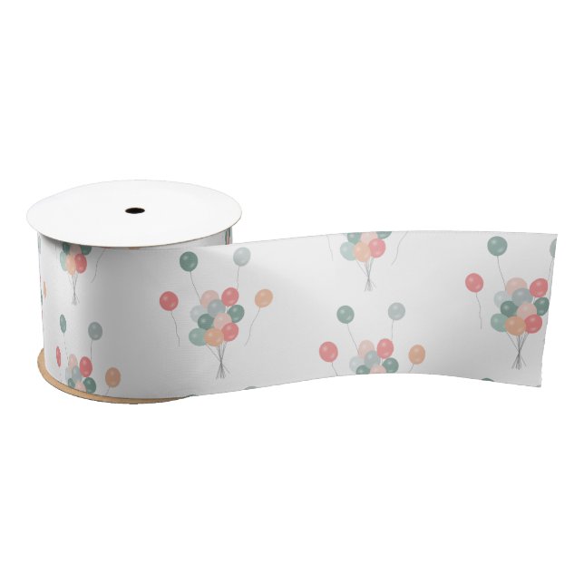 Bunte Pastell Party Balloons Satinband (Spule)