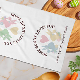 Bunte Pastellfarben Osterhäuser mit Herz Geschirrtuch