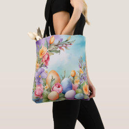 BUNTE PASTELLFARBENE OSTERN BLUMEN UND EIER TASCHE