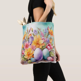 BUNTE PASTELLFARBENE OSTERNBLUMEN UND EIER TASCHE