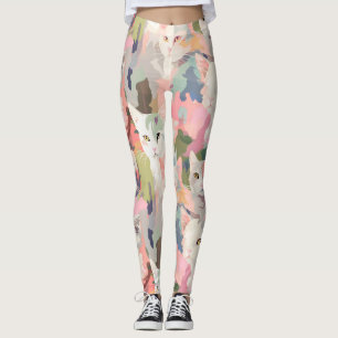 Bunte Pastellkatzen Muster Leggings