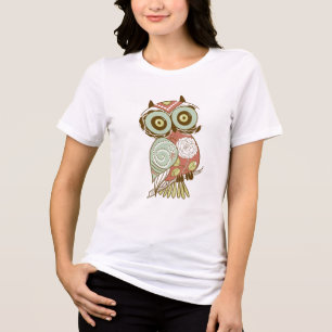 Bunte Pastelltöne Retro Florale Eule Tri-Blend Shirt