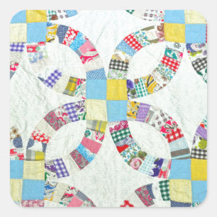 Bunte Patchworksteppdecke Quadratischer Aufkleber