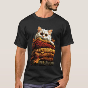 Bunte Perserkatze ruht mit Herbstlaub Gemütlich T-Shirt