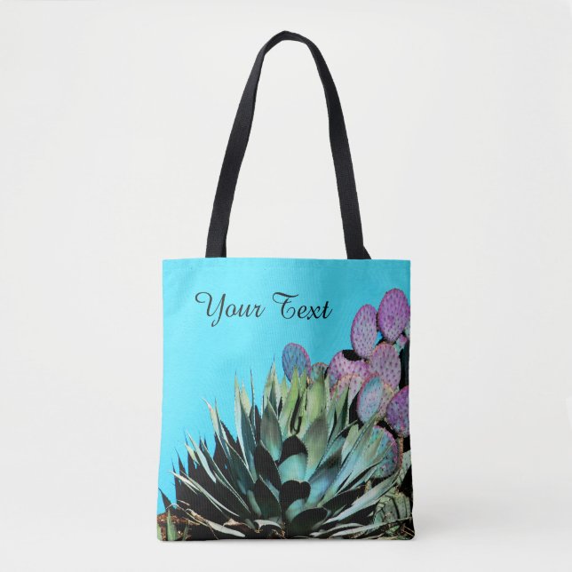 Bunte personalisierte Tasche, Agave u. Kaktus Tasche (Vorderseite)