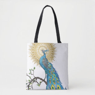 Bunte Pfau-Mandala Tasche