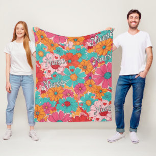 Bunte Pflegekraft Blumenmuster (1) Fleecedecke