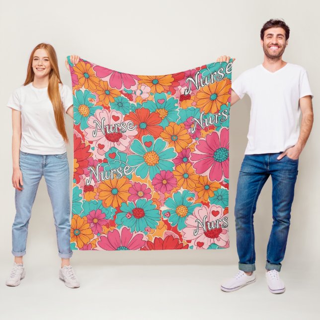 Bunte Pflegekraft Blumenmuster (1) Fleecedecke (Beispiel)