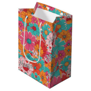 Bunte Pflegekraft Blumenmuster (1) Mittlere Geschenktüte