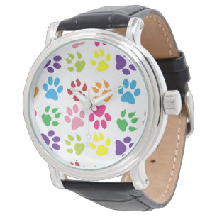 Bunte Pfoten, Hundepfoten, Katzenpfoten Armbanduhr