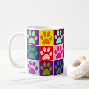 Bunte Pfoten in bunten Quadraten Kaffeetasse