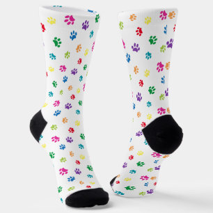 Bunte Pfotenabdrücke Muster Socken
