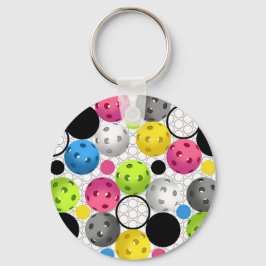 Bunte Pickleball Polka Dots - Schlüsselanhänger