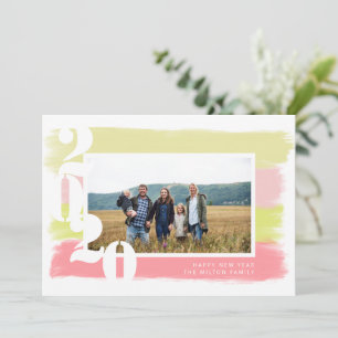 Bunte Pinselstriche Moderne Foto Neujahrskarte Karte