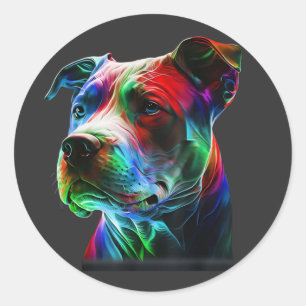 Bunte Pit-Bull-Schönheitsgrafik Kunst Pitbull Hund Runder Aufkleber