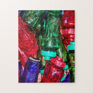 Bunte Plastikflaschen-Puzzle
