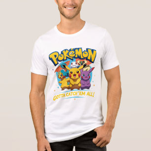 Bunte Pokémon-Charaktere mit 'Gotta Catch 'Em Tri-Blend Shirt
