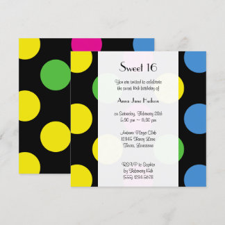 Bunte Polka Dots, Polka Dot Pattern, Sweet 16 Einladung