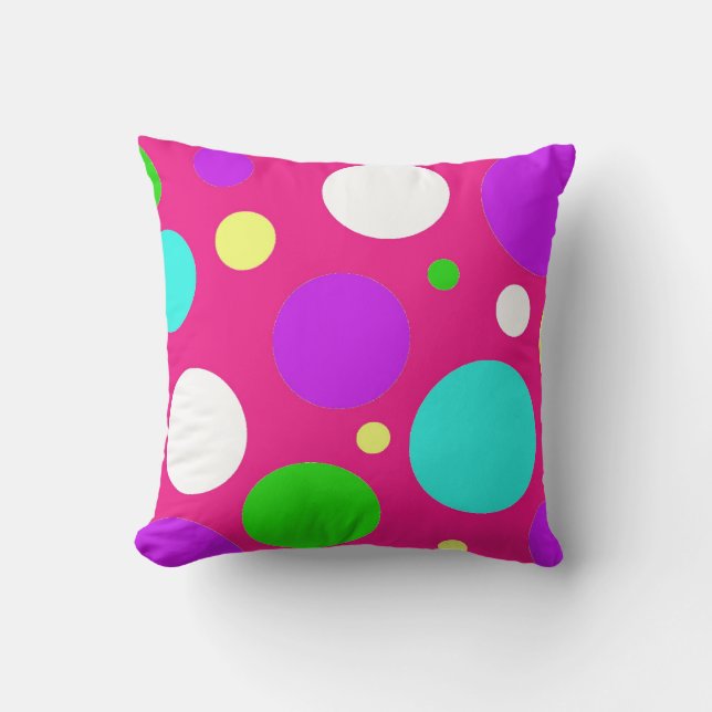 Bunte Polka-Punkte für Mädchen-Rosa-lila Kissen (Vorderseite)