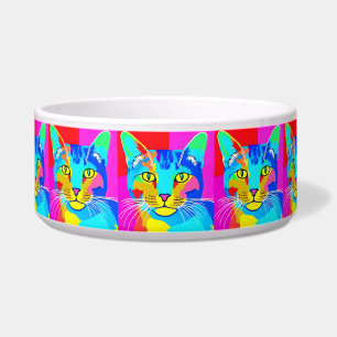 Bunte Pop-Art-Katzenporträt Napf